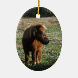 Brown Miniature Horses Ceramic Tree Decoration