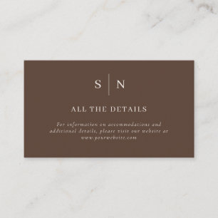 Brown Minimal and Chic Wedding Details Enclosure Card
