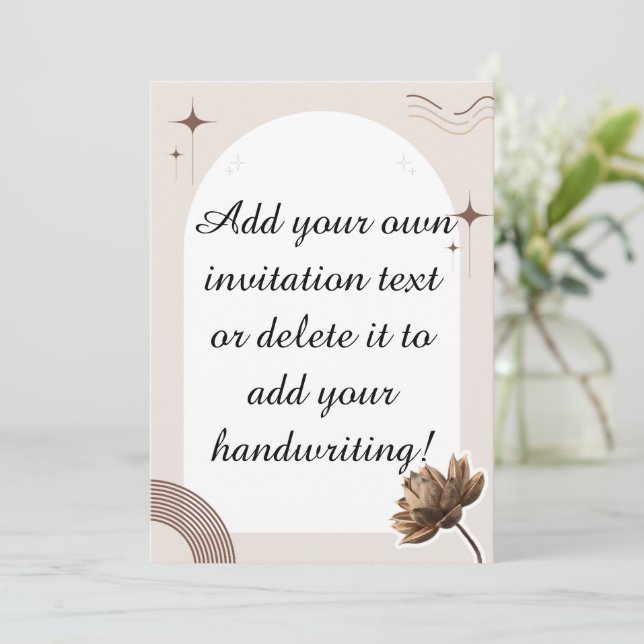 Brown Minimalist Boho Notes Customisable Invitation (Standing Front)