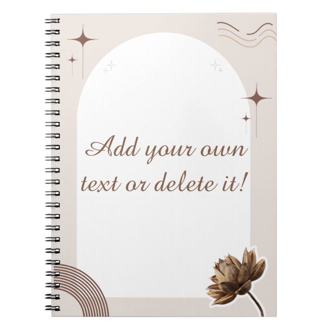 Brown Minimalist Boho Notes Customisable Notebook (Front)