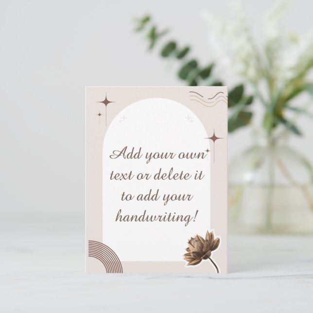 Brown Minimalist Boho Notes Customisable Postcard (Standing Front)