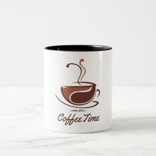 Brown Minimalist Coffee Time Two-Tone Coffee Mug