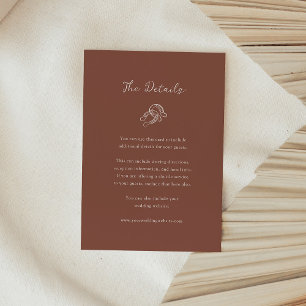 Brown Minimalist Horseshoe Wedding Guest Details Enclosure Card