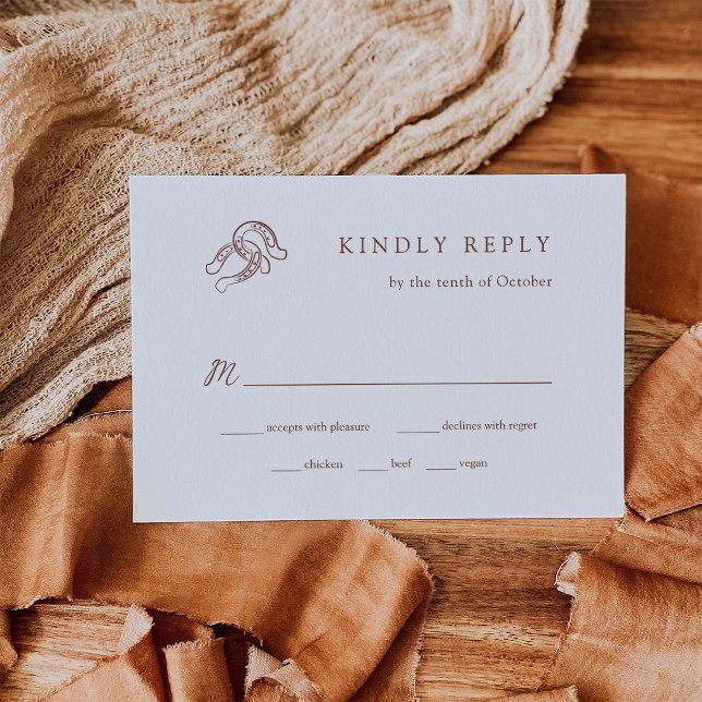 Brown Minimalist Horseshoe Wedding | Meal Choice RSVP Card (Creator Uploaded)