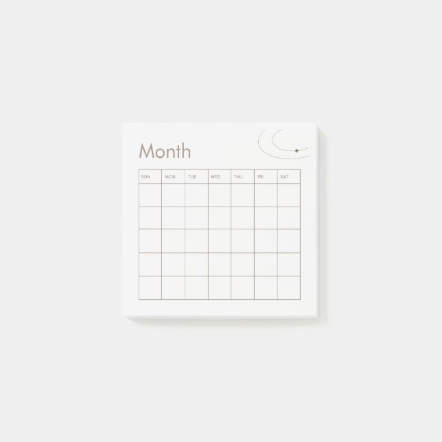 Brown Minimalist Monthly Planner Calendar Post-it Notes (Front)