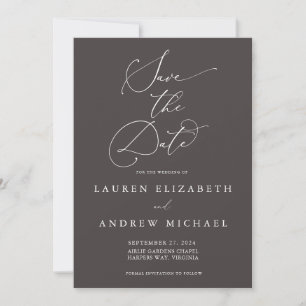Brown Minimalist Save the Date Invitation