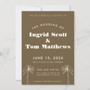 Brown Minimalist Tropics Wedding Invitation