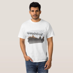 Brown Minimalist Wanderlust: Mountains and Forest  T-Shirt