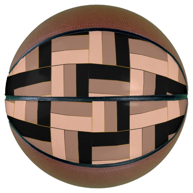 Brown Mocha Black Geometric Rectangles Basketball (Front)
