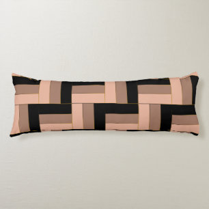 Brown Mocha Black Geometric Rectangles Body Cushion