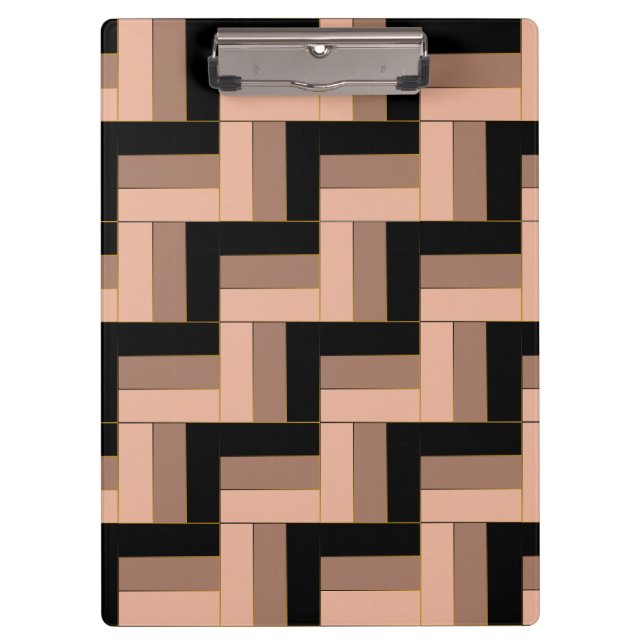 Brown Mocha Black Geometric Rectangles Clipboard (Front)