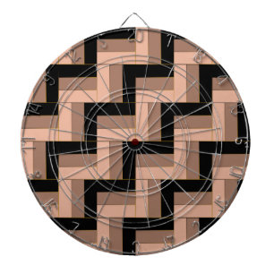 Brown Mocha Black Geometric Rectangles Dartboard