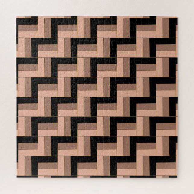 Brown Mocha Black Geometric Rectangles Jigsaw Puzzle (Vertical)