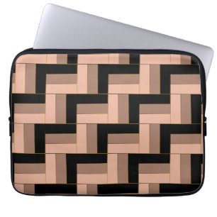 Brown Mocha Black Geometric Rectangles Laptop Sleeve