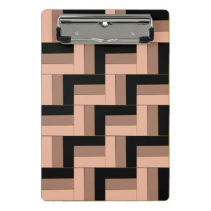 Brown Mocha Black Geometric Rectangles Mini Clipboard
