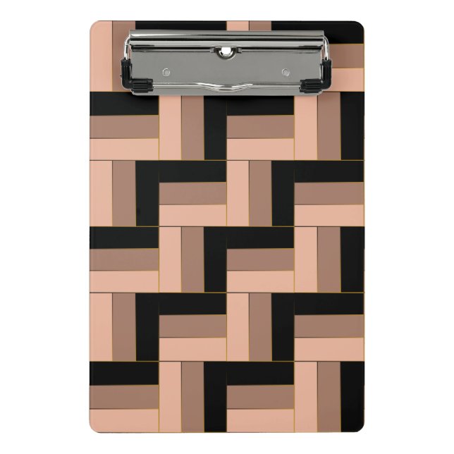 Brown Mocha Black Geometric Rectangles Mini Clipboard (Front)