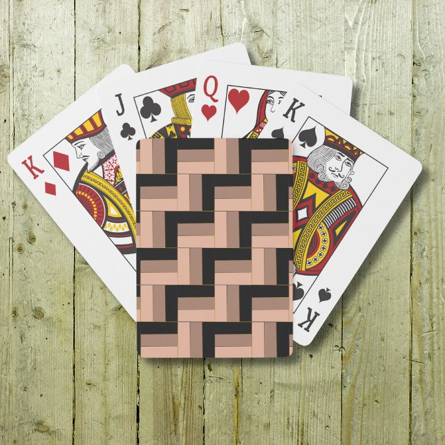 Brown Mocha Black Geometric Rectangles Playing Cards (Creator Uploaded)