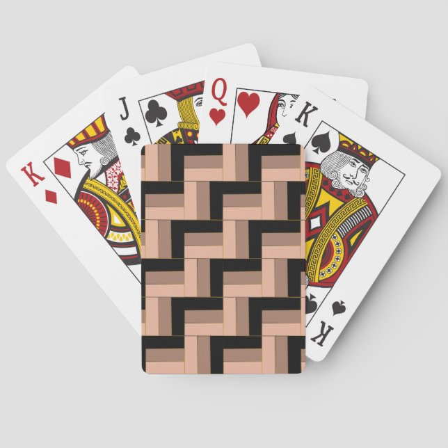 Brown Mocha Black Geometric Rectangles Playing Cards (Back)