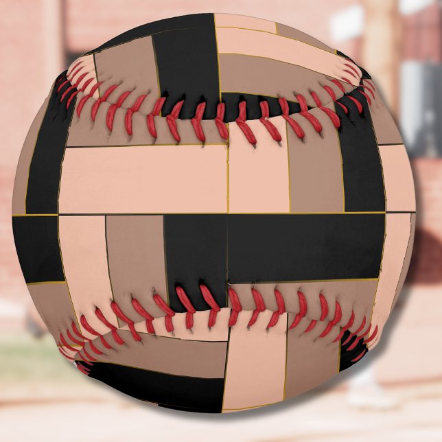 Brown Mocha Black Geometric Rectangles Softball (Creator Uploaded)