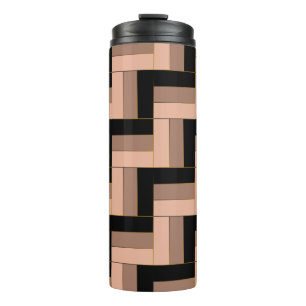Brown Mocha Black Geometric Rectangles Thermal Tumbler