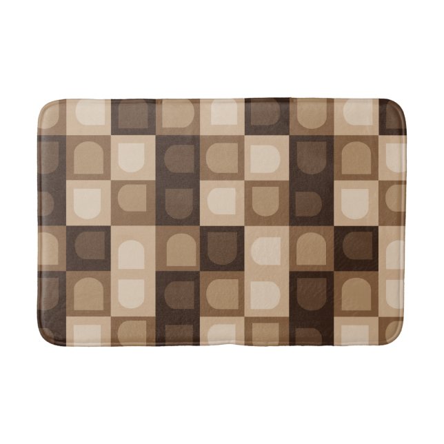 Brown Modern Boho Arch Geometric Aztec Pattern Bath Mat (Front)