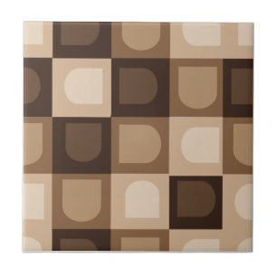 Brown Modern Boho Arch Geometric Aztec Pattern  Ceramic Tile