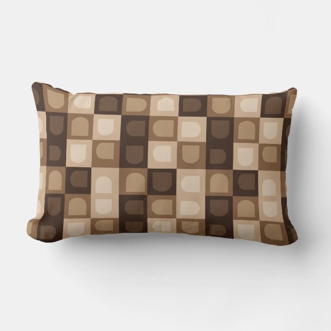 Brown Modern Boho Arch Geometric Aztec Pattern  Lumbar Cushion (Front)