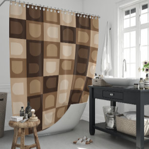 Brown Modern Boho Arch Geometric Aztec Pattern Shower Curtain