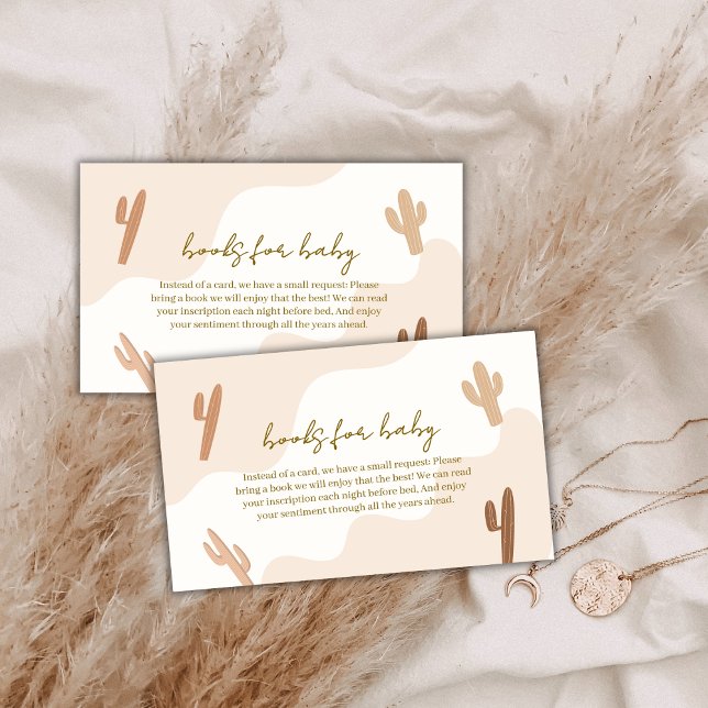 Brown Modern Boho Cactus Books For Baby Shower Enclosure Card (Brown Modern Boho Cactus Books For Baby Shower Enclosure Card)