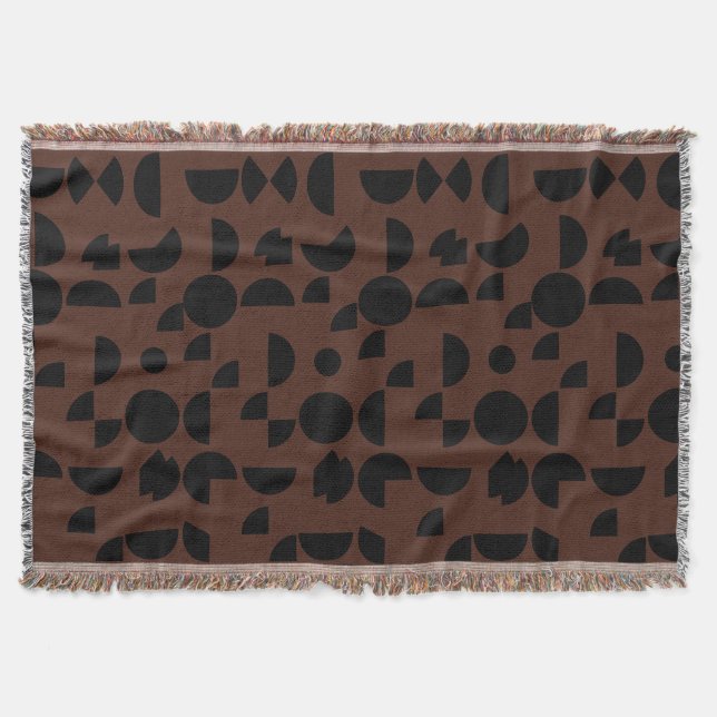Brown Modern Elegant Geometric Tribal Throw Blanket (Front)