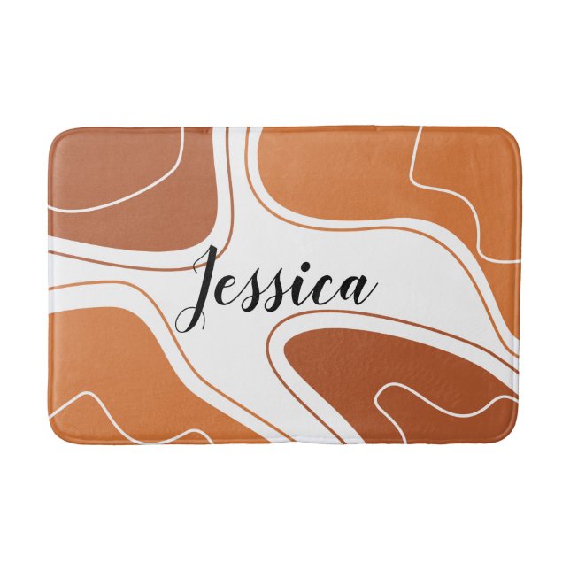 Brown Modern Geometric Shapes Bath Mat (Front)