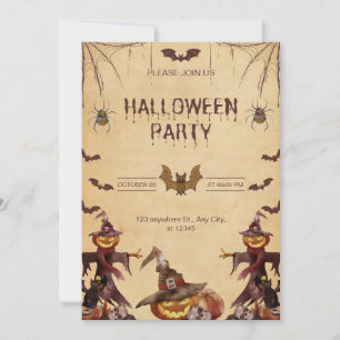 Brown Modern Halloween Party Invitation