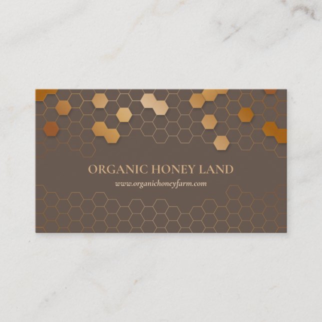 brown modern honeycomb hexagon business card (Front)