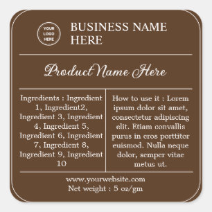 Brown Modern Ingredient Instructions Product Label