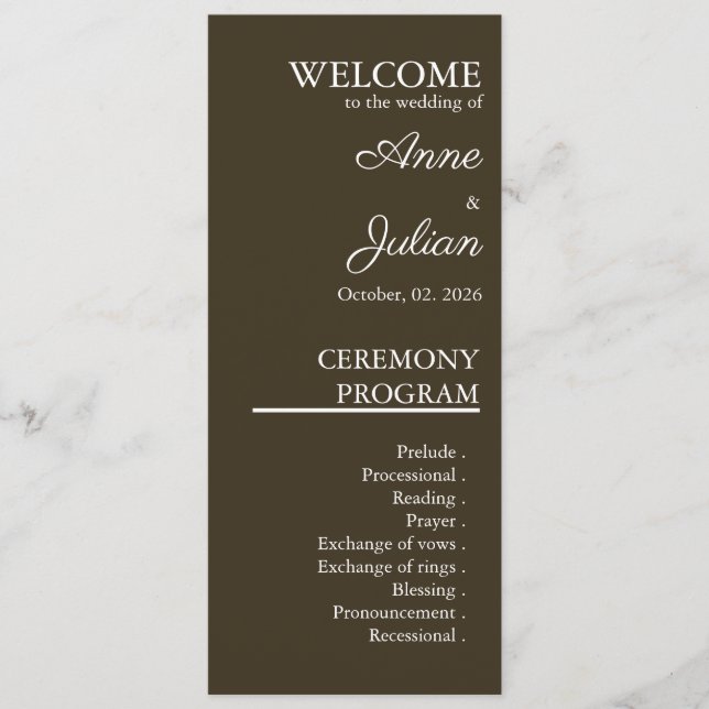 Brown Modern Minimalist Bridal Program QR Code (Front)