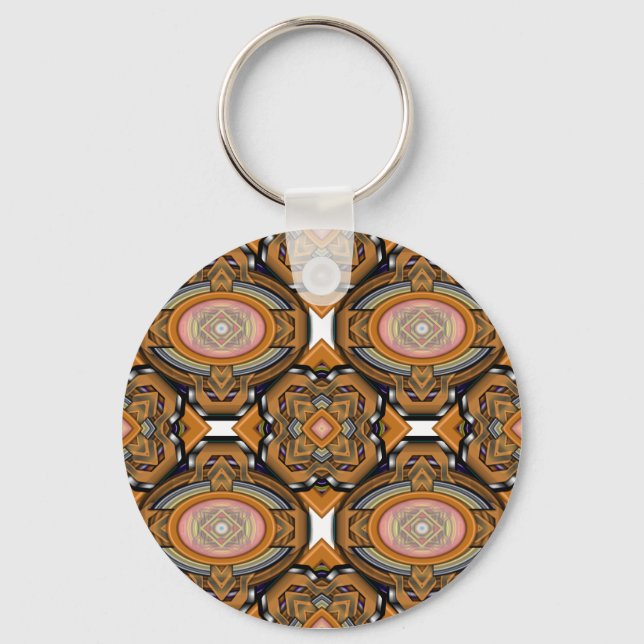 Brown Modern Oval Abstract Key Ring (Front)