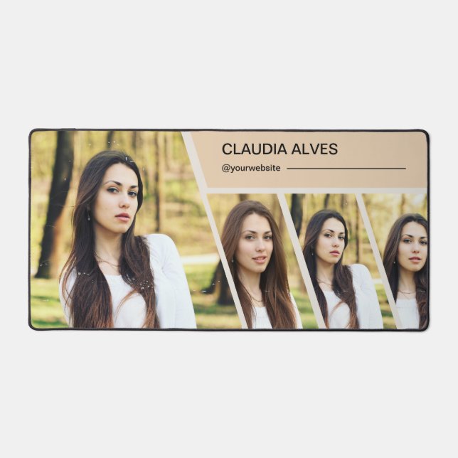 Brown Modern Photo Collage Desk Mat (Front)