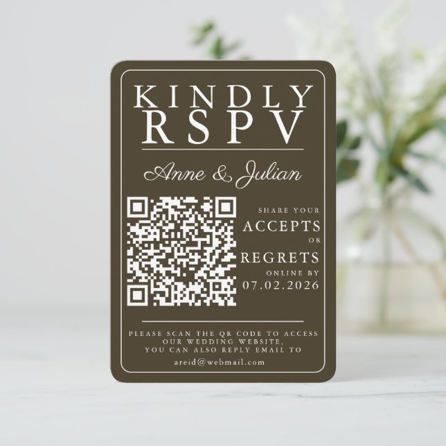 Brown Modern Photo RSVP Insert QR Code (Standing Front)