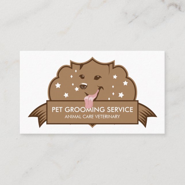 Brown Modern Retro Dog Business Card (Front)