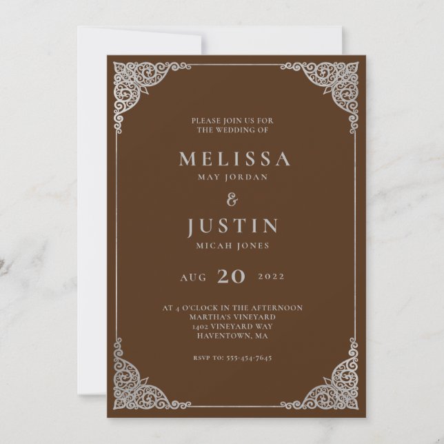 Brown Modern Simplistic Wedding Invitation (Front)