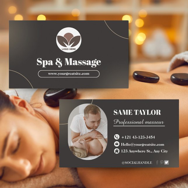 Brown Modern Spa & Massage Business Card (Brown Modern Spa & Massage Business Card)