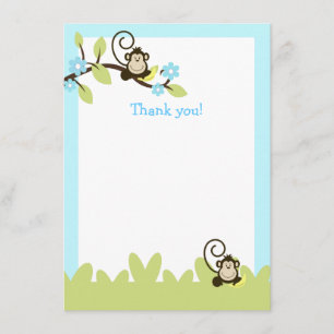 Brown Monkey Twin Boys Thank you card