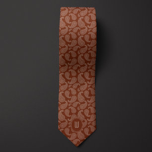 Brown Monochrome Monogram Paisley Tie
