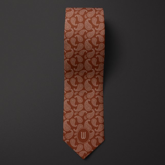 Brown Monochrome Monogram Paisley Tie (Creator Uploaded)