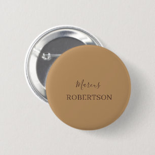 Brown monogram calligraphy minimalist professional 6 cm round badge