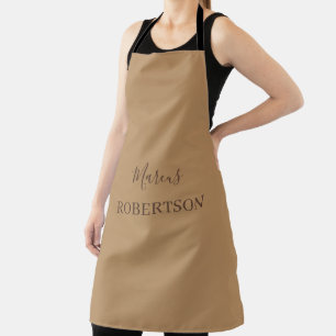 Brown monogram calligraphy minimalist professional apron
