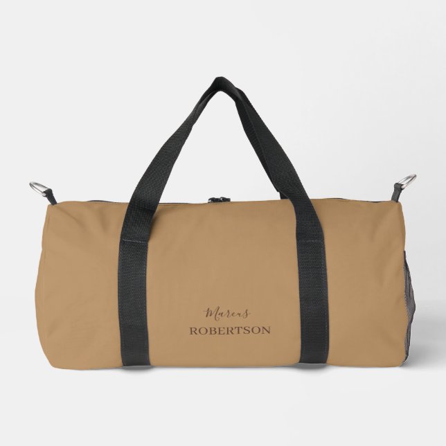Brown monogram calligraphy minimalist professional duffle bag (Front)