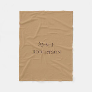 Brown monogram calligraphy minimalist professional fleece blanket