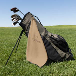 Brown monogram calligraphy minimalist professional golf towel
