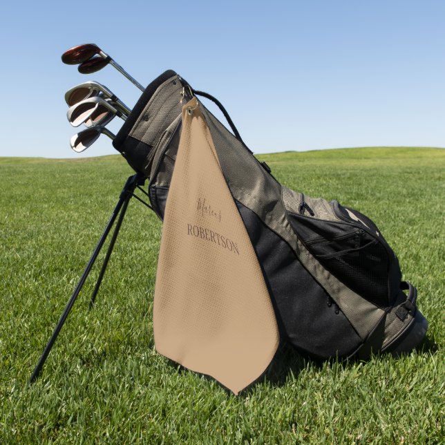 Brown monogram calligraphy minimalist professional golf towel (Green)